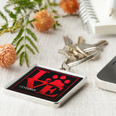 レッドラブポーズキパーソナライズされたーチェーン キーホルダー (側面)