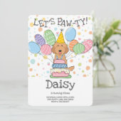 レッドラブラドールドッグバースデーパーティーの招待 招待状 (スタンド正面)