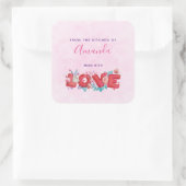 レッドラブ文字はっきりしたインブロックレターキッチン スクエアシール (バッグ)