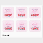 レッドラブ文字はっきりしたインブロックレターキッチン スクエアシール (シート)