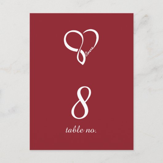 レッドラブ結婚ハートのナンバーカード ポストカード (正面)