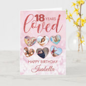 レッドラメ 18歳の誕生日フォトコラージュ カード (黄色い花)