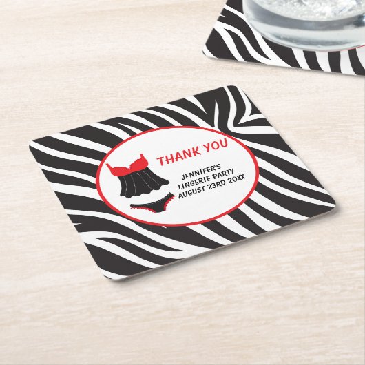 レッドランジェリーパーティーありがとう スクエアペーパーコースター (アングル)