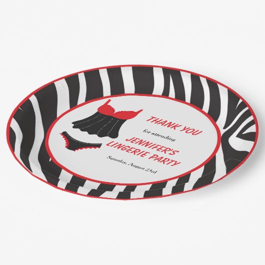 レッドランジェリーパーティーありがとう ペーパープレート (アングル)