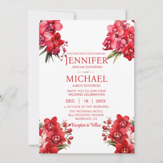 レッドランズウィンターサマー結婚式招待状 招待状 (正面)