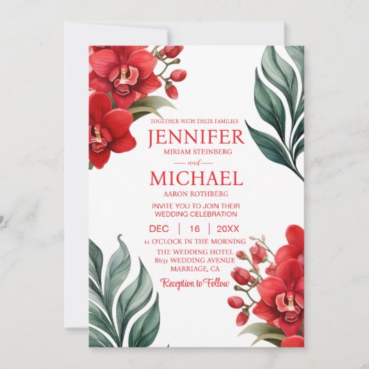 レッドランズウィンターサマー結婚式招待状 招待状 (正面)