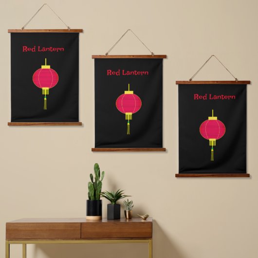 レッドランタンぶら下がったのタペストリー 吊り下げ型タペストリー (非対称)