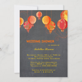 レッドランタンズチャコールグレーブライダルシャワー 招待状