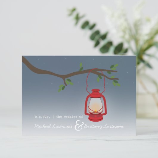 レッドランタン屋外夕べ秋の結婚式R.S.V.P. 出欠カード (スタンド正面)