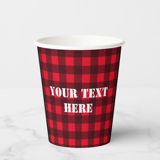 レッドランバージャックバッファローカスタムプレイド紙カップ 紙コップ (正面)