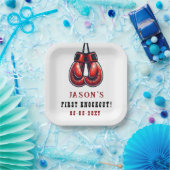 レッドランブルファーストノックアウトボクシング誕生日 ペーパープレート (パーティー)