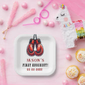 レッドランブルファーストノックアウトボクシング誕生日 ペーパープレート (パーティー)