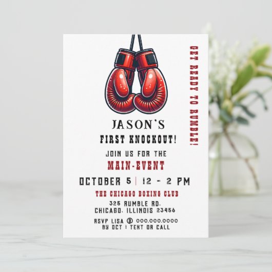 レッドランブルファーストノックアウトボクシング誕生日 招待状 (スタンド正面)