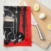 レッドランプス誘拐女性車 キッチンタオル (四つ折り)