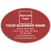 レッドラージオーバルビニールステッカーのビジネスブランド シール (正面)