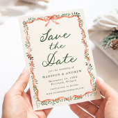 レッドリエレガントボングリーンリークリームホリデー結婚ズ セーブザデート