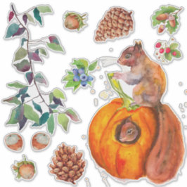 レッドリスの森のアコルンパインコーン葉素朴 シール