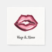 レッドリップキスハート スタンダードカクテルナプキン (正面)