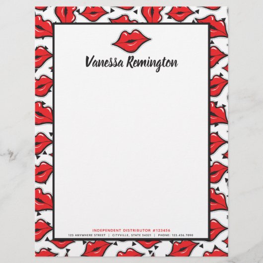 レッドリップキスリップスティック&美しいディストリビューターカスタム レターヘッド (正面)