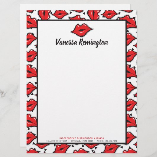 レッドリップキスリップスティック&美しいディストリビューターカスタム レターヘッド (正面/裏面)
