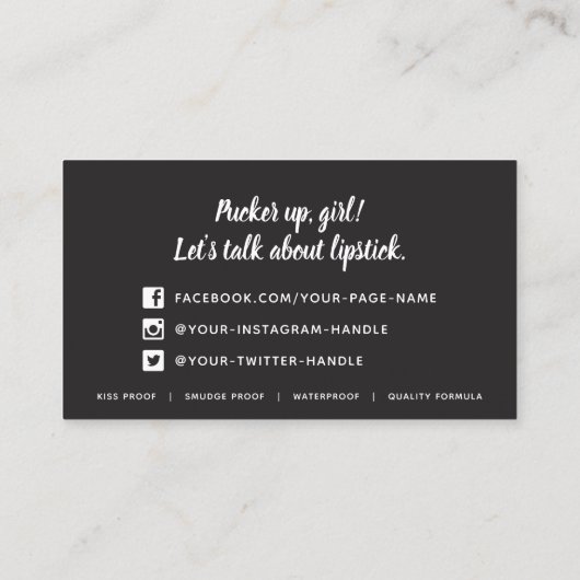 レッドリップキスリップスティック&美しいディストリビューターカスタム 名刺 (裏面)