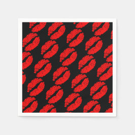 レッドリップキス美しいメイクアップバースデーパーティー スタンダードカクテルナプキン