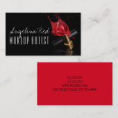 レッドリップスティックスプラッシュメイクアップアーティスト美しいサロン 名刺 (正面/裏面)