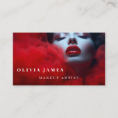 レッドリップスティックメイクアップアーティスト化粧品美しいサロン 名刺 (正面)