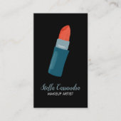 レッドリップスティックメイクアップアーティスト美しいサロンスキンケア 名刺 (正面)