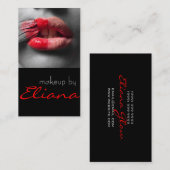 レッドリップスティックメイクアップアーティスト美容師美しい 名刺 (正面/裏面)