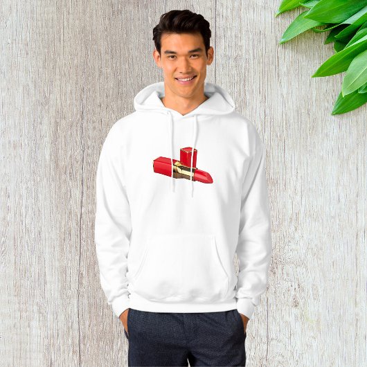 レッドリップスティックメイクアップメンズフード付きスウェットシャツ パーカ