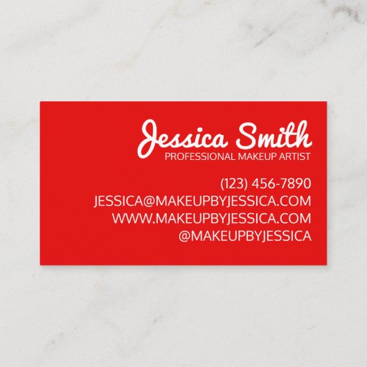 レッドリップスティックリップキスメイクアップアーティスト美しい専門家 名刺 (裏面)