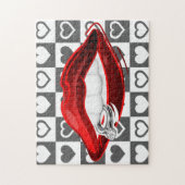 レッドリップパズルリングや輪-ハート ジグソーパズル (縦)