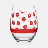 レッドリップパターカスタムン事業名レディ ステムなしワイングラス (裏面)