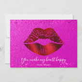 レッドリップピンクグリッターマイハートハッピーバレンタイン シーズンカード (正面)