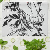 レッドリップフローラガール キッチンタオル (折り畳み)