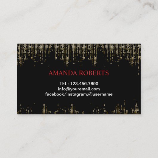 レッドリップメイクアップアーティストモダン金ゴールド紙吹雪 名刺 (裏面)