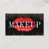 レッドリップメイクアップアーティストモダン金ゴールド紙吹雪 名刺 (正面)