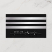 レッドリップモダンシルバーストライプのメイクアップアーティスト 名刺 (裏面)
