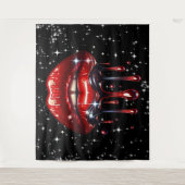 レッドリップルドリッピンググリッターグラムスパークル タペストリー (正面)