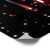 レッドリップルドリッピンググリッターグラムスパークル ポスター (角)