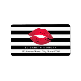 レッドリップ白黒ストライプ ラベル