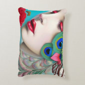 レッドリップ&バラピーコック抽象芸術 アクセントクッション (裏面(縦))