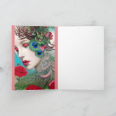 レッドリップ&バラピーコック抽象芸術 カード (内部)