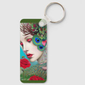 レッドリップ&バラピーコック抽象芸術 キーホルダー (裏面)