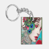 レッドリップ&バラピーコック抽象芸術 キーホルダー (正面左)