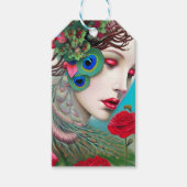 レッドリップ&バラピーコック抽象芸術 ギフトタグ (正面)