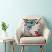 レッドリップ&バラピーコック抽象芸術 クッション (椅子)