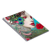 レッドリップ&バラピーコック抽象芸術 ノートブック (右側)