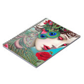 レッドリップ&バラピーコック抽象芸術 ノートブック (左側)